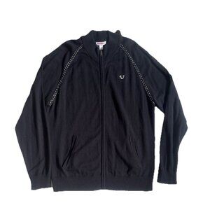 True Religion Cashmere Cotton Zip-Up Sweater Black Size L